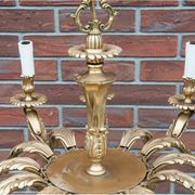 Brass chandelier, Western Europe, mid 20th century.