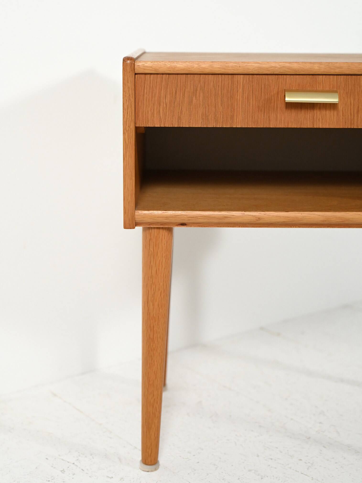 Scandinavian vintage bedside table with brass handle