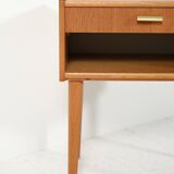 Scandinavian vintage bedside table with brass handle