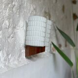 Wall sconce Scandinavian style vintage teak and 2 opalines
