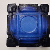 Vintage blue glass ashtray from the 80s