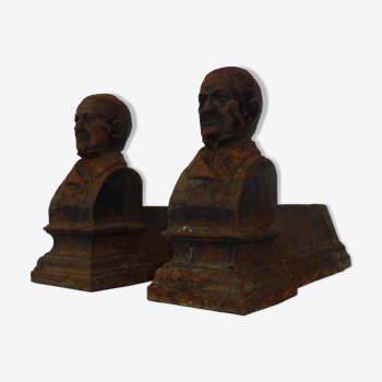 Pair of cast iron chimney covers portrait Adolphe Thiers (French President) XIXth century