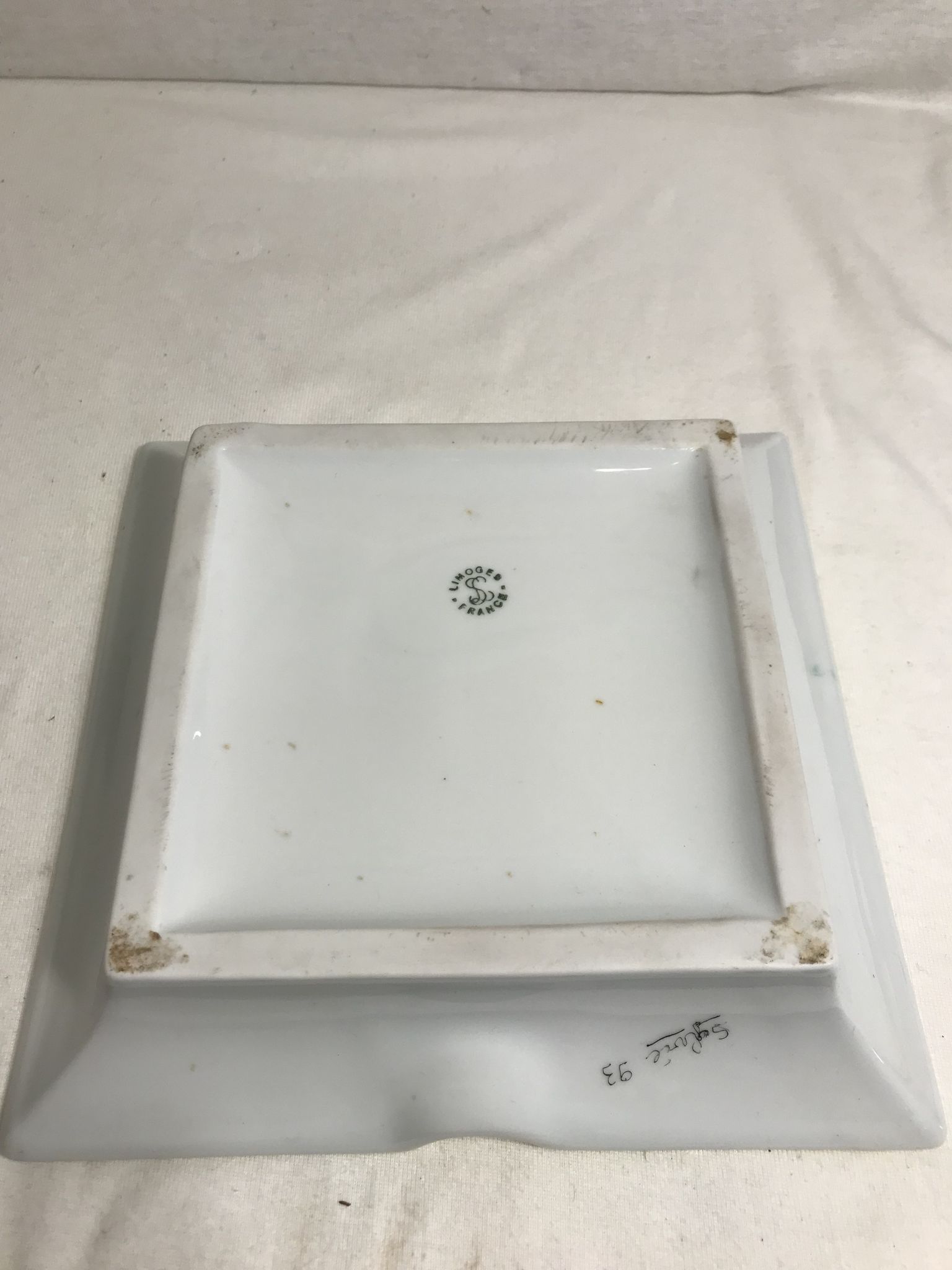 Old porcelain limoges stamp, signature sylvie 93 vintage ashtray