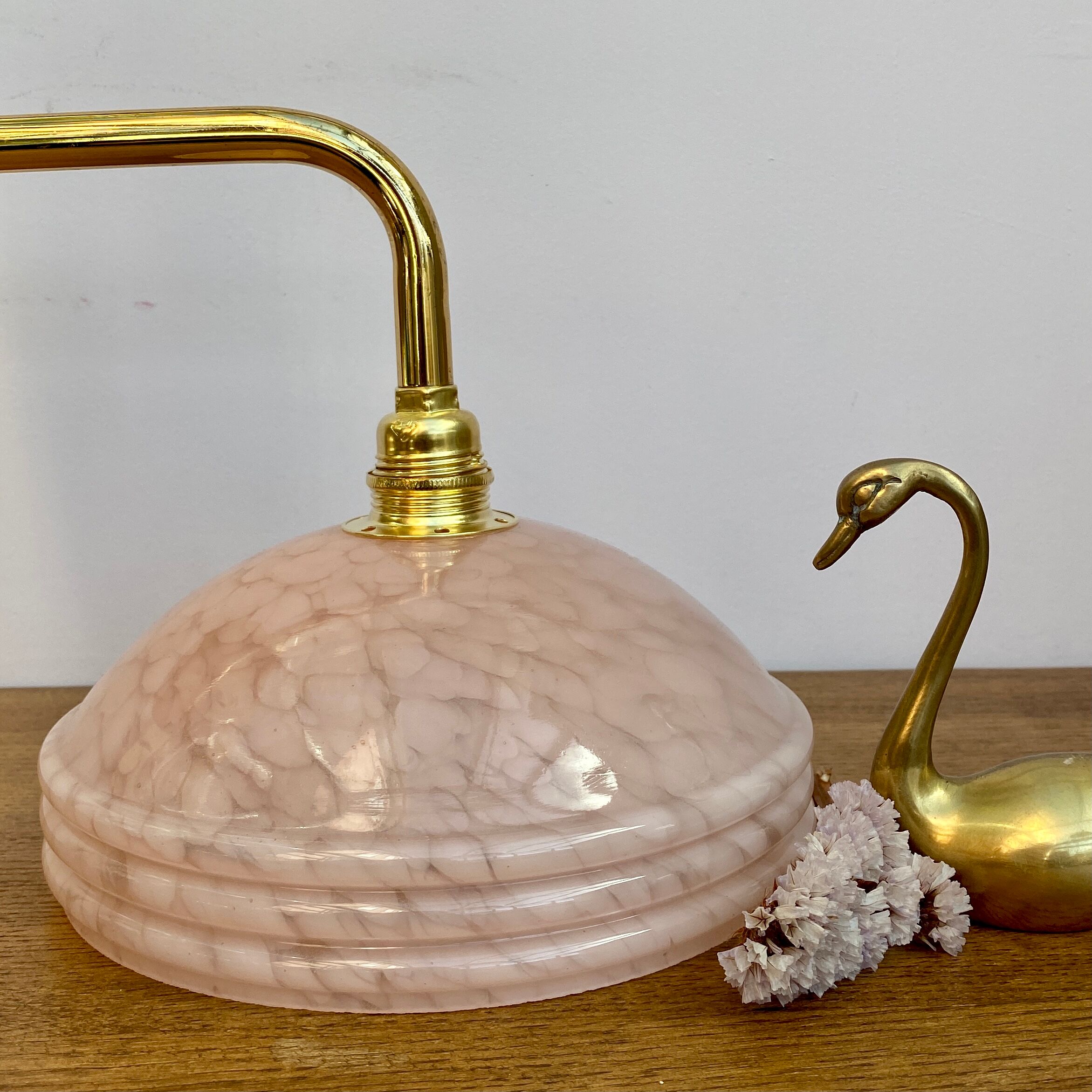 Vintage pink Clichy glass lampshade wall lampshade
