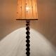 Vintage lamp in turned wood and silk