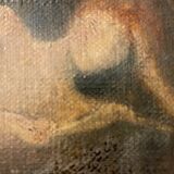 Oil on canvas signed female nude reading