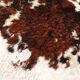 Rug, Large cowhide with fairly long hair - Vintage 70's Tannerie Barjols