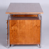 Bauhaus Restored Writing Desk Made in 1930s by Robert Slezak, Czechia, Beech Plywood, High Gloss