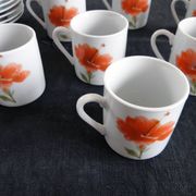 Coffee service 12 cups porcelain pattern poppy pottery of the Marais vintage 70s