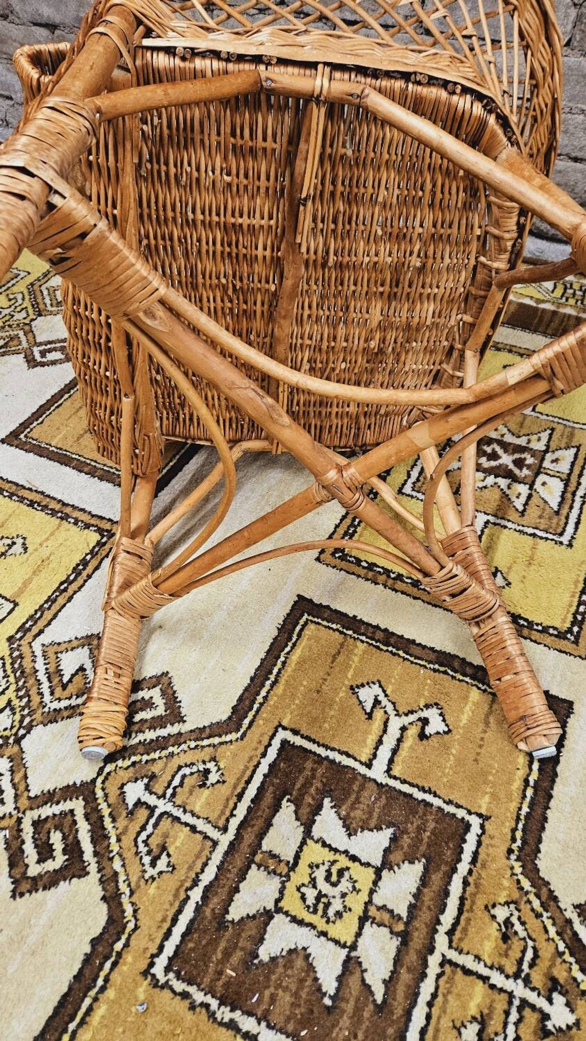 Vintage 1960s wicker rattan armchair