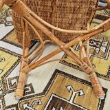 Fauteuil osier rotin 1960 vintage