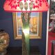 Grande lampe style Art Nouveau – pied en bronze et verre, abat-jour dégagé