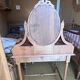 Antique oak and red marble dressing table with a swivel mirror.