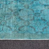 Turkish oushak 6x9 aqua rug for bedroom -aqua vintage rug aqua moon.133