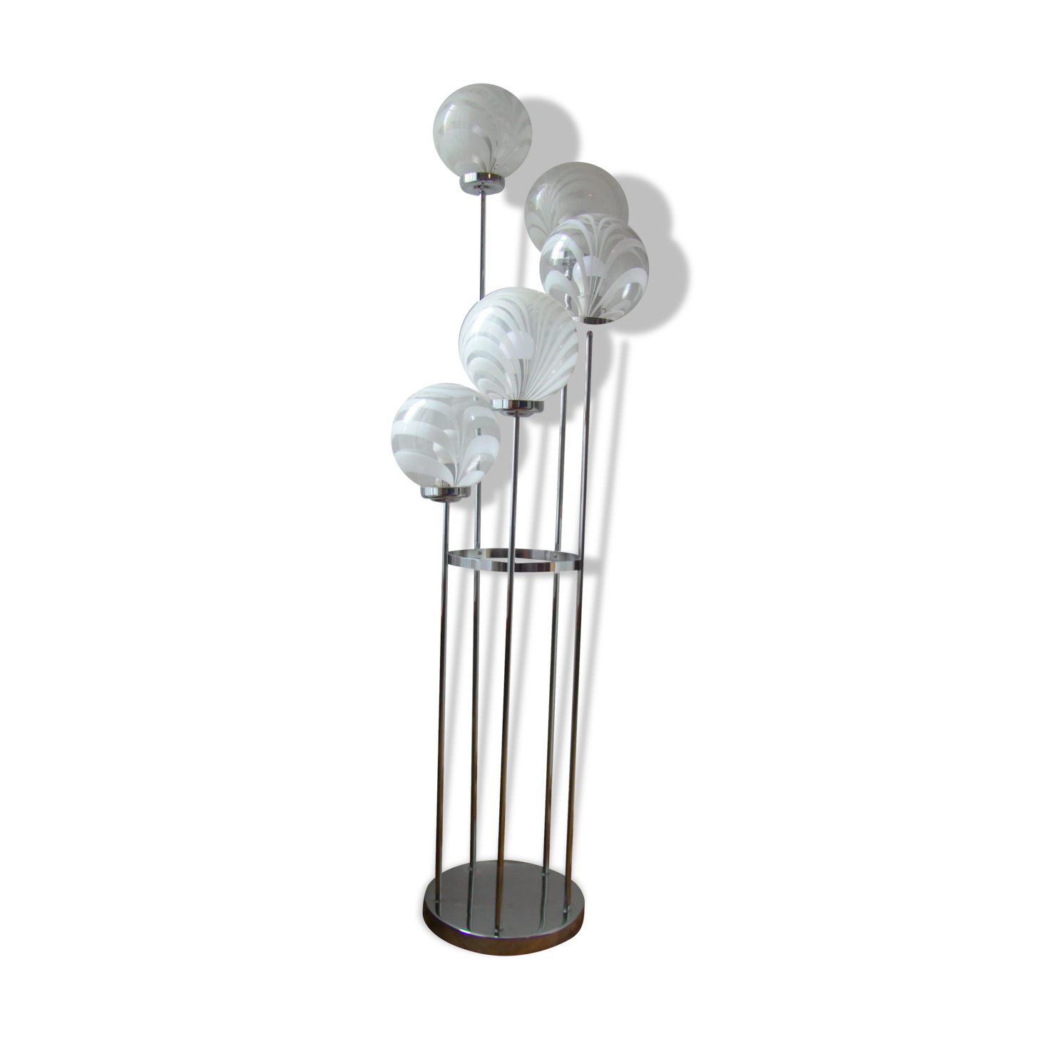 Lampadaire vintage 5 globes Mazzega en cascade
