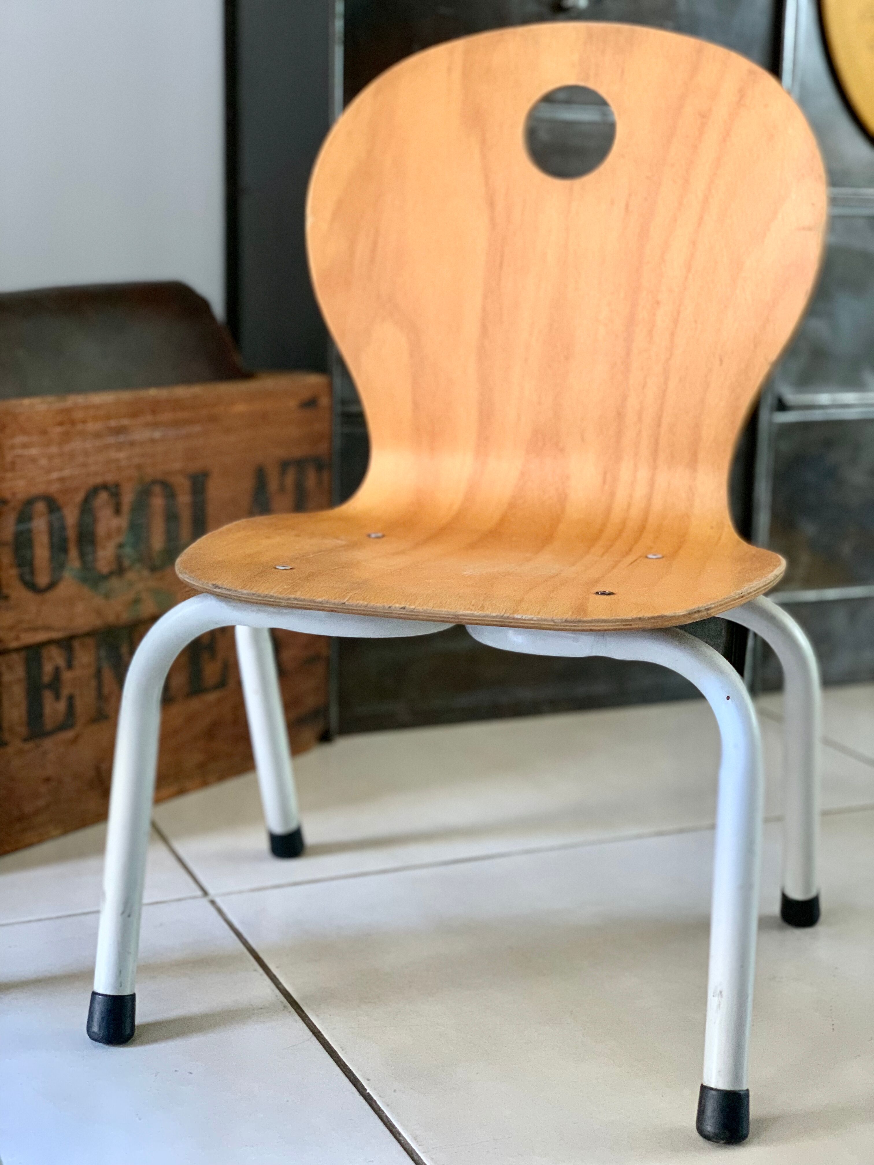 Chaise enfant bois et metal
