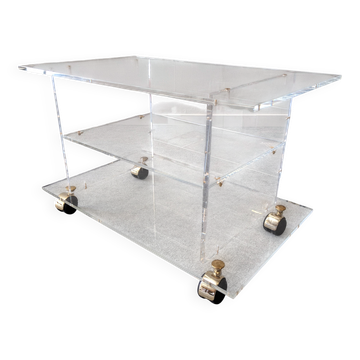 David Lange side table on wheels in plexiglass, France 1970.