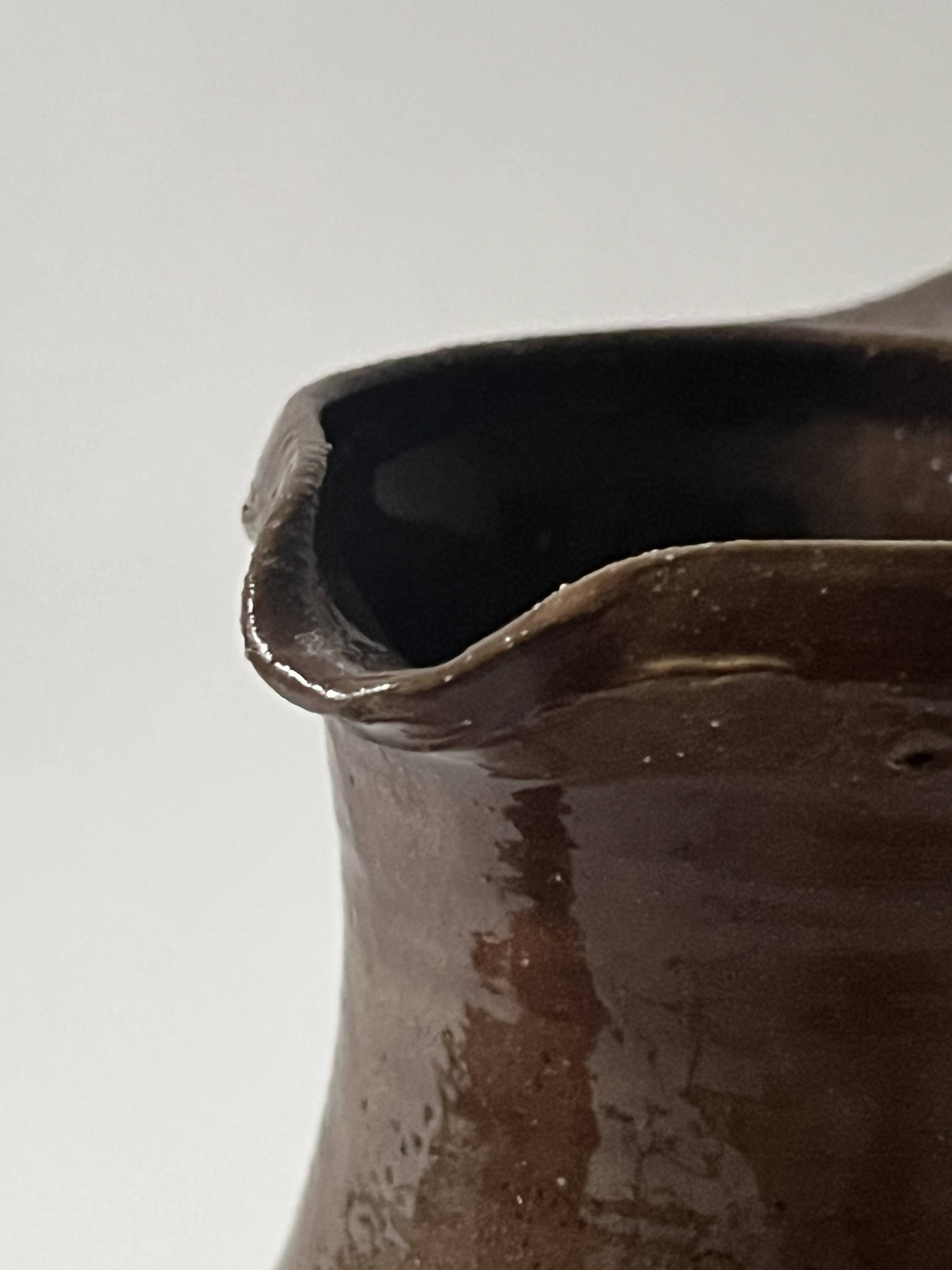 vintage red stoneware carafe vase from around 1970