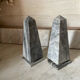 pair of obelisk bookends in marble Art Deco style