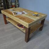 Rectangular raw wood coffee table