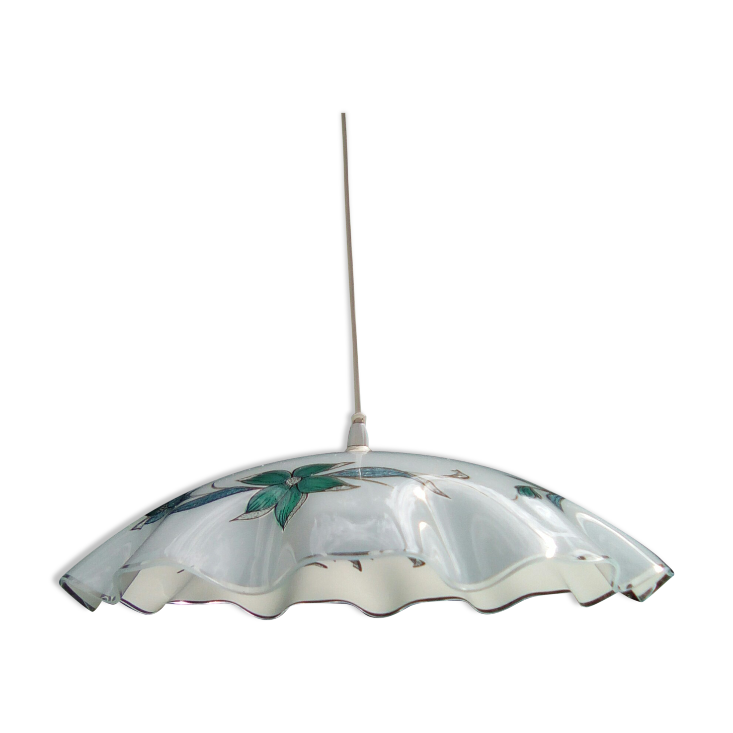 Opal glass chandelier 80s