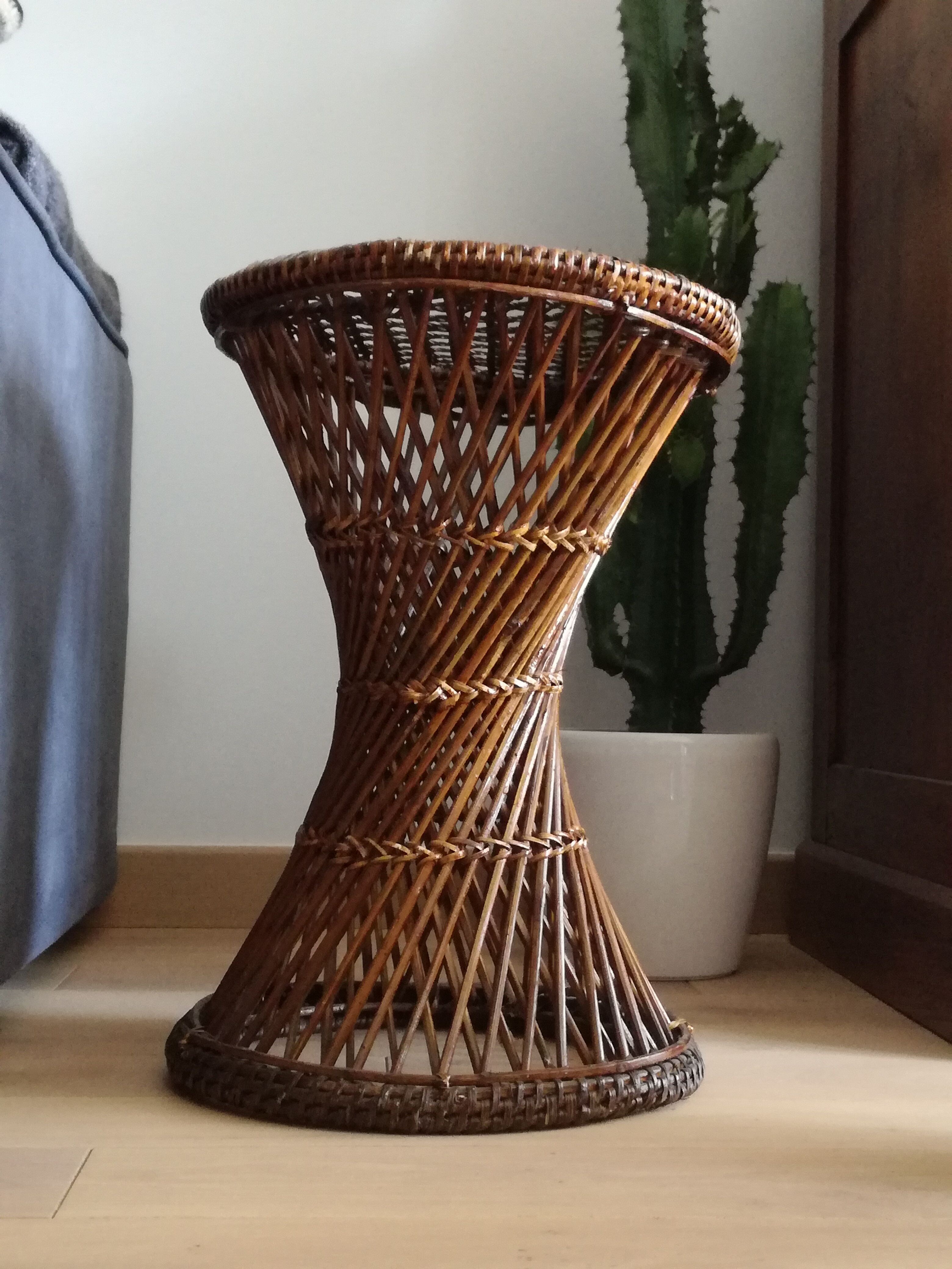 Diabolo model vintage rattan stool