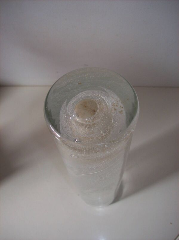 Vase rouleau vintage en verre soufflé et bullé