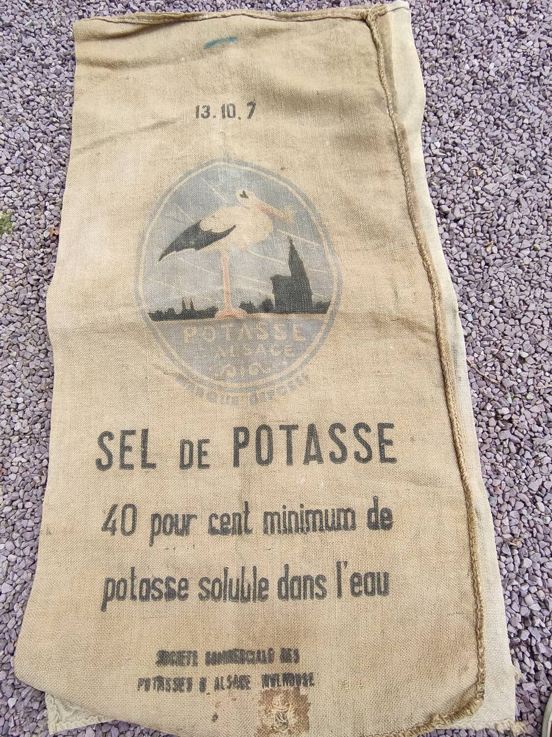 Set of 10 Potasse d'Alsace jute bags