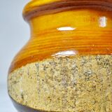 Small turned wooden vase, Brutalist, two-tone varnished with bark