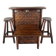 Rustic Carved Wooden Bar with Stools and Wine Chest, 20th Century