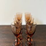 Set of 8 vintage amber portieux crystal glasses from the 70s