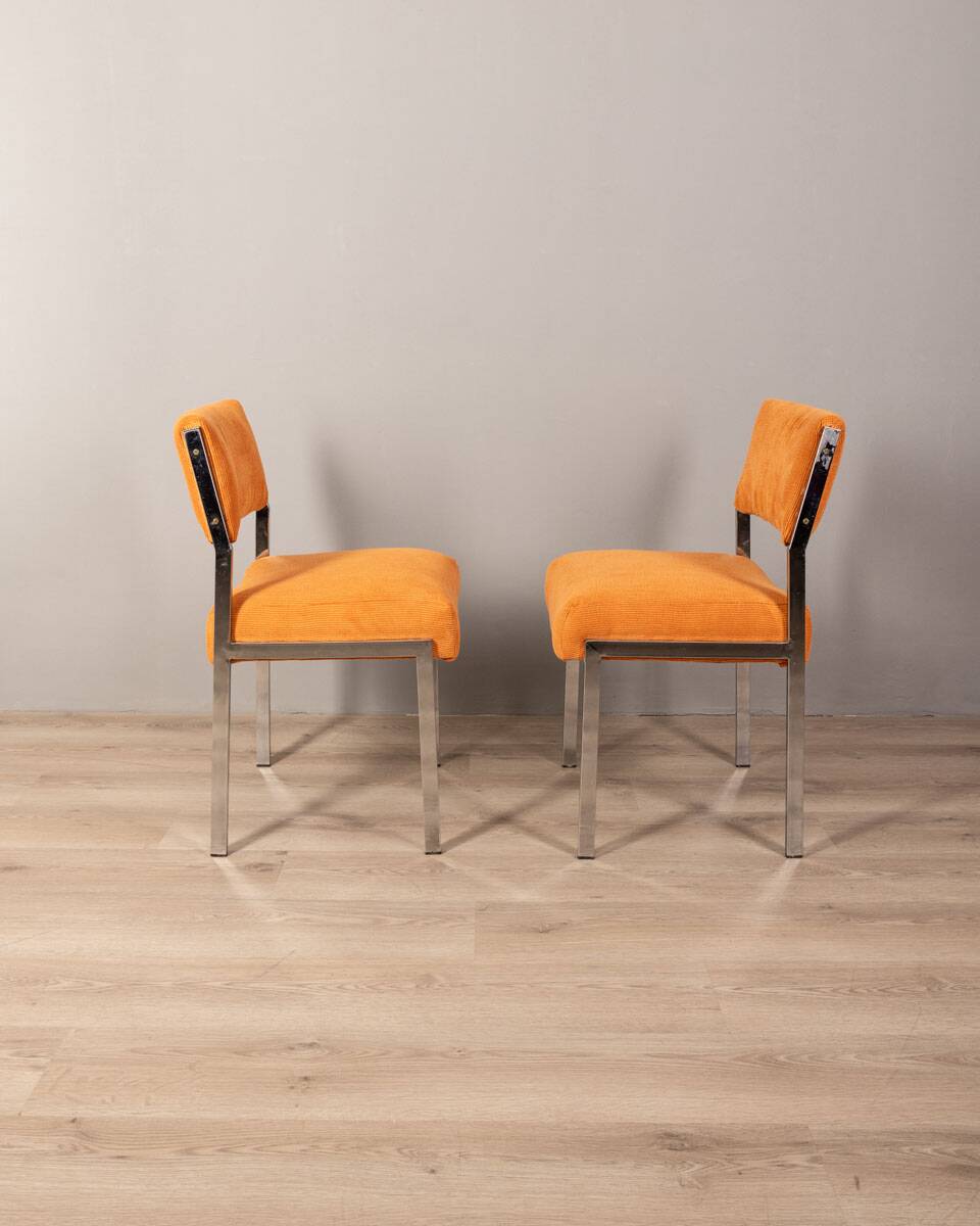 Pair of 80s vintage chairs velvet orange Italian design