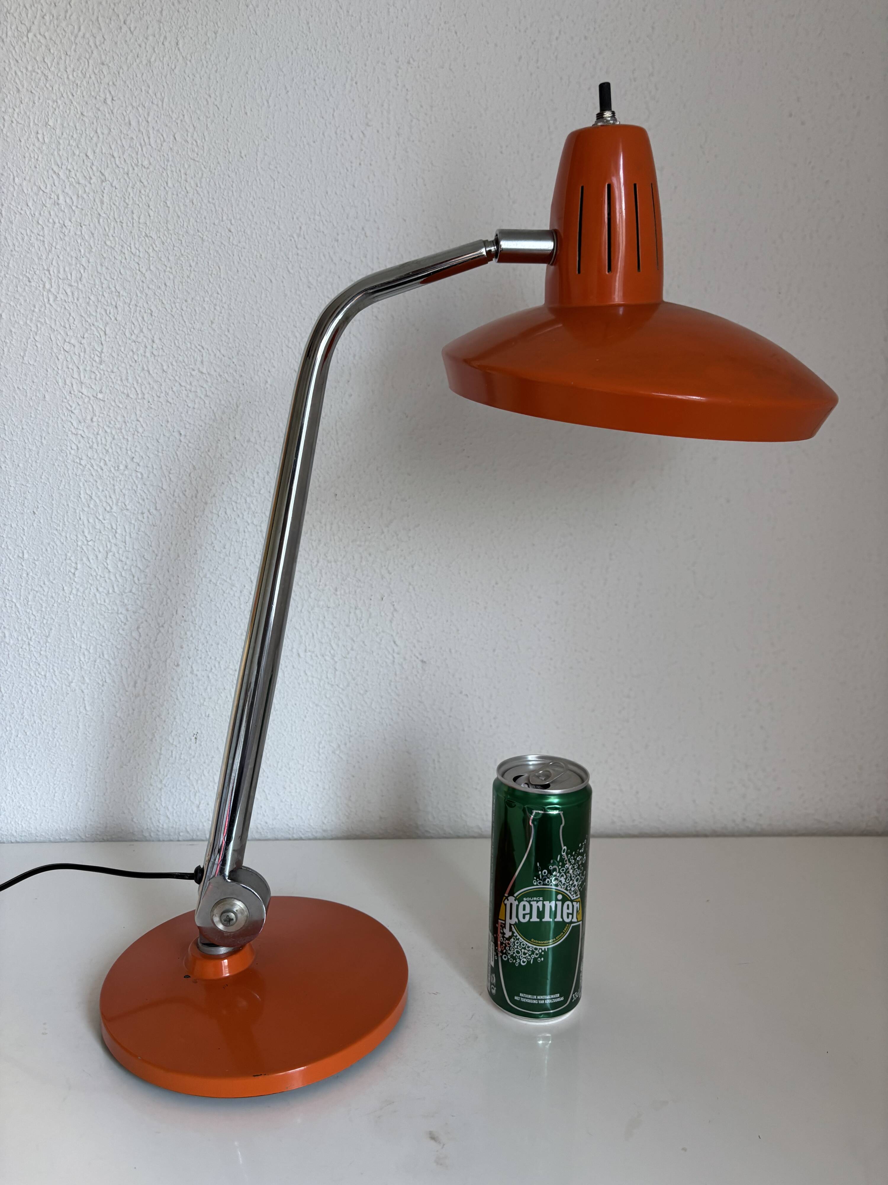 1960s vintage desk lamp Fase Faro Madrid orange - 52 cm