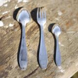Art Deco cutlery set in box, silver-plated metal cutlery set, decorative table