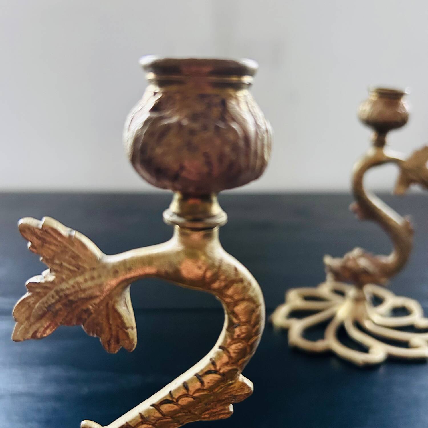 Pair of gilded bronze candlesticks