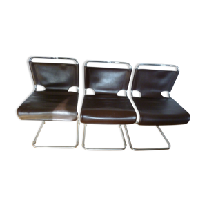 3 chaises en cuir Pascal