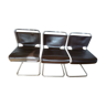 3 Pascal Mourgue leather chairs 1960