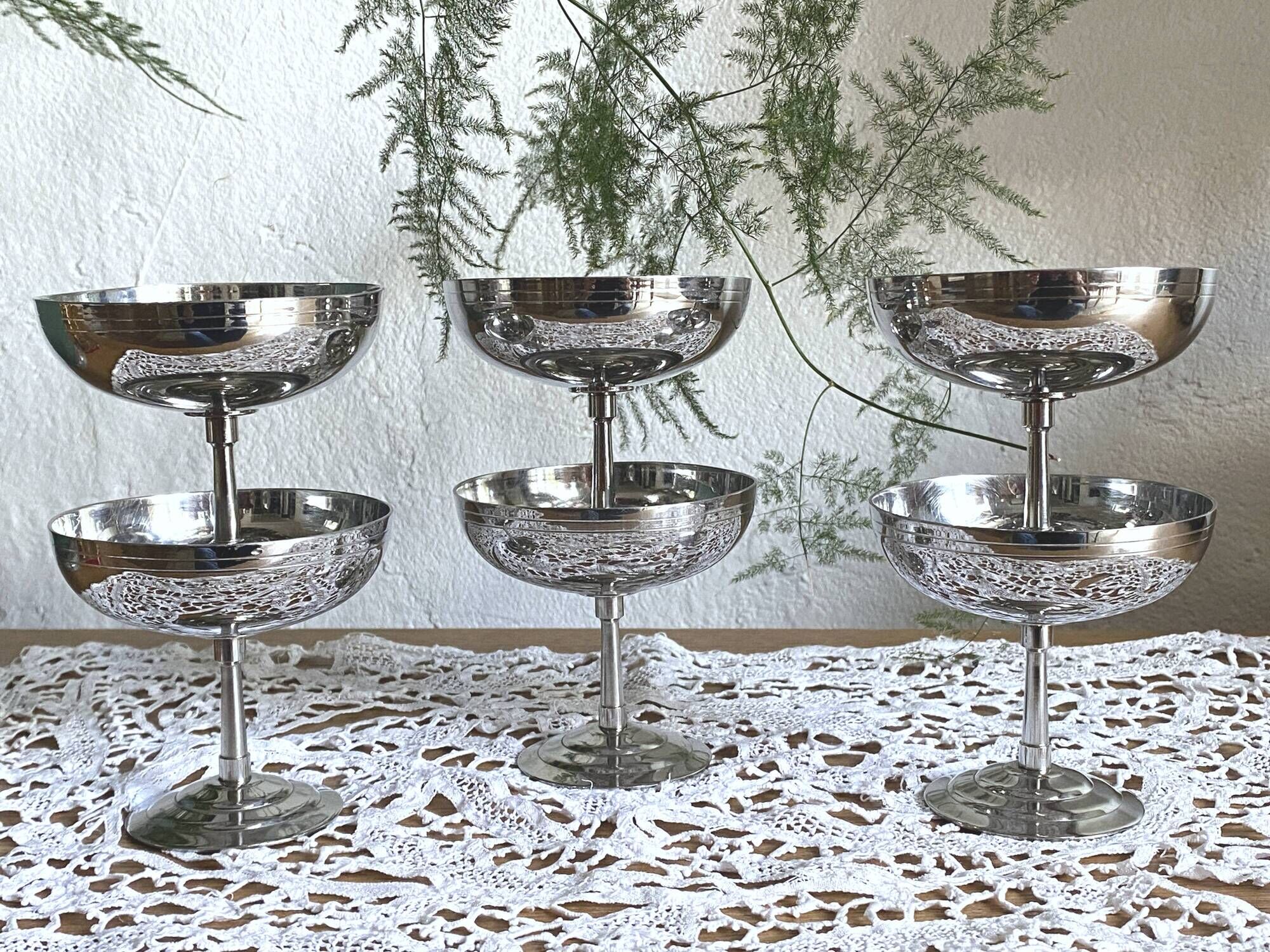 Set of 6 Vintage Letang and Rémy Ice Cream Bowls - 1970