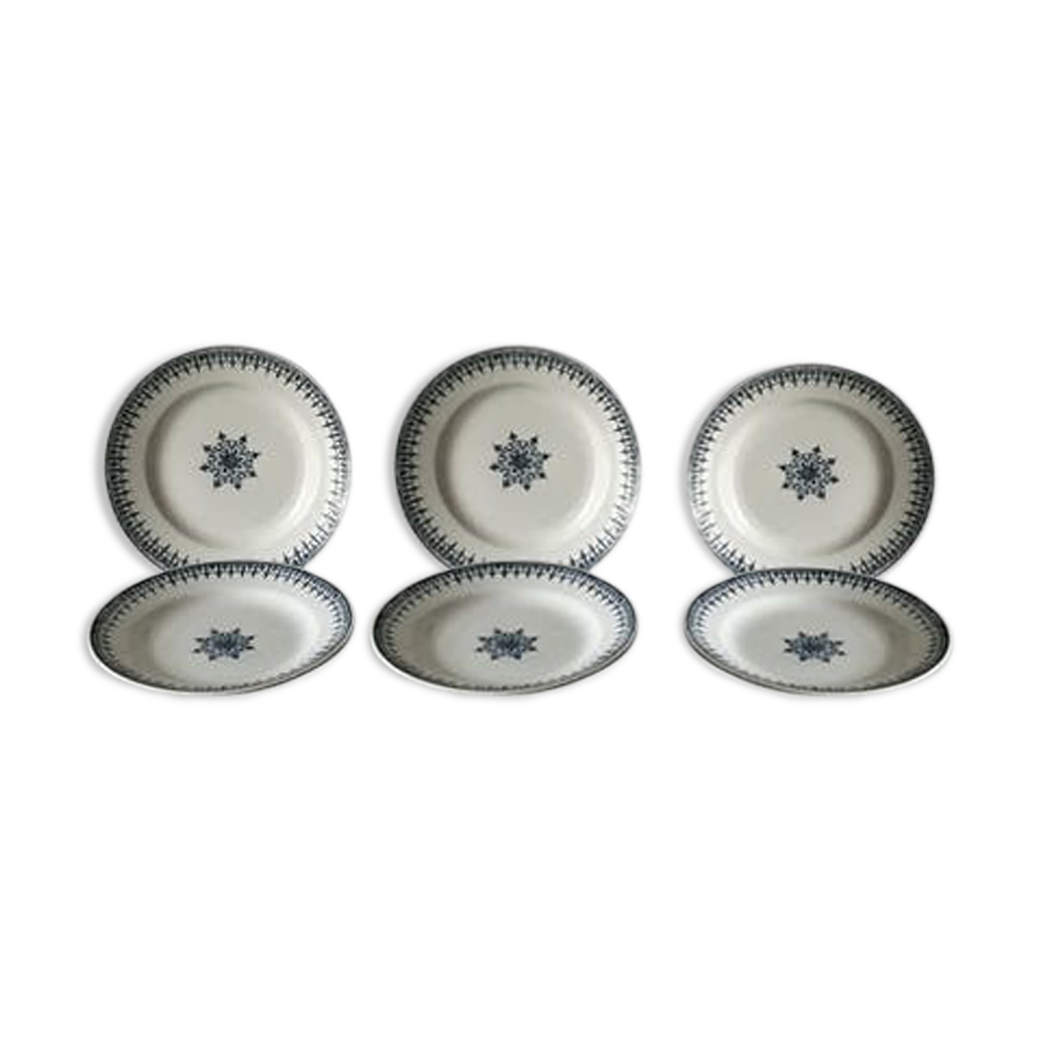 6 flat plates Saint Amand blue decor 4017 Primax model