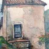 Aquarelle sur papier "Soir d'Automne, en Aveyron (vers Vendeloves)" signée, André Duculty (1912-1990)