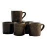 6 coffee cups in glazed pyrite stoneware.