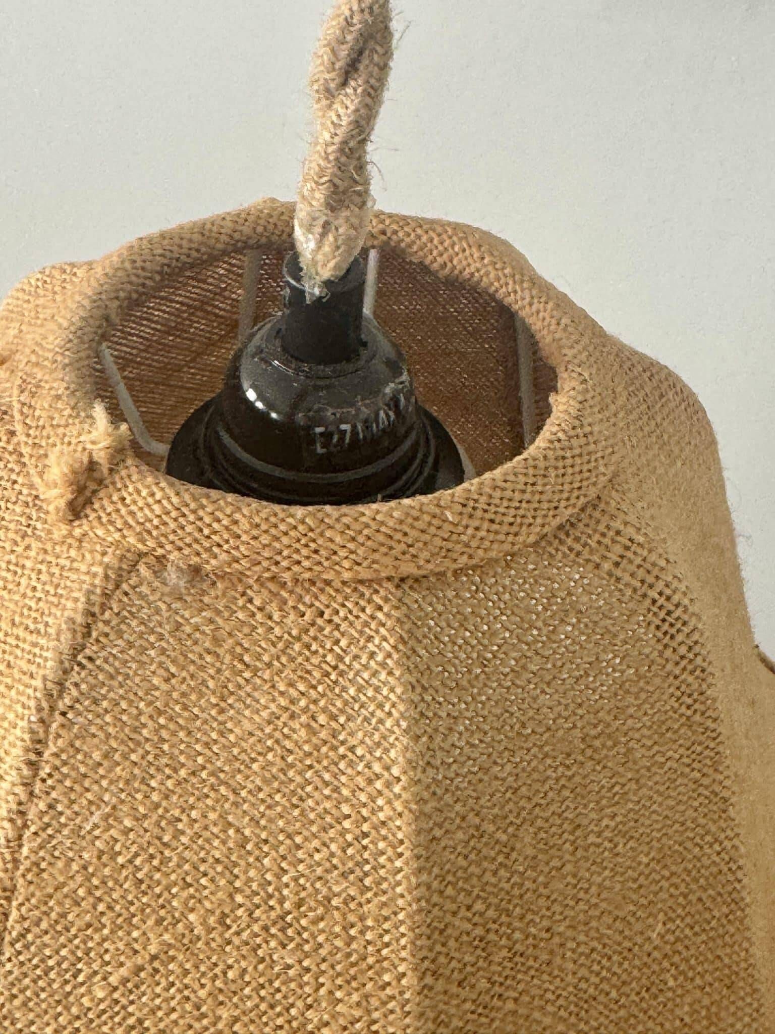 Suspension vintage en toile de jute
