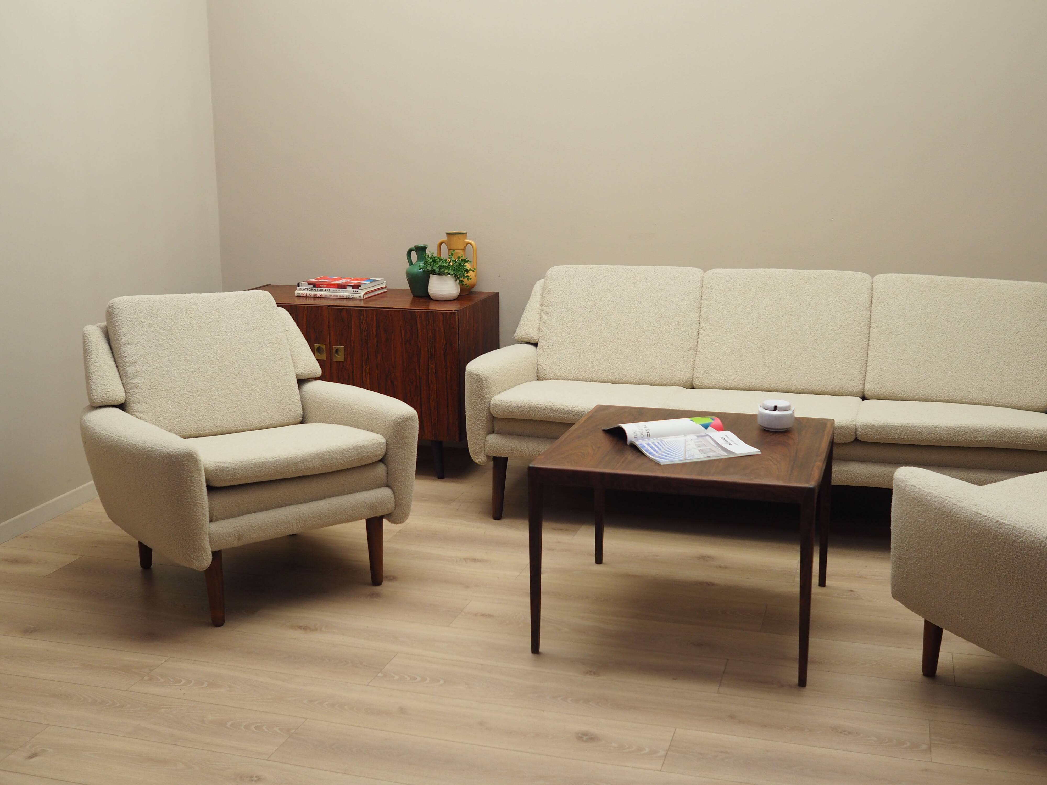 Cream armchair, Danish design, 1970s, production: Denmark