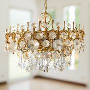 Large chandelier in gilded brass and crystal glass, attributed to Palwa, Germany