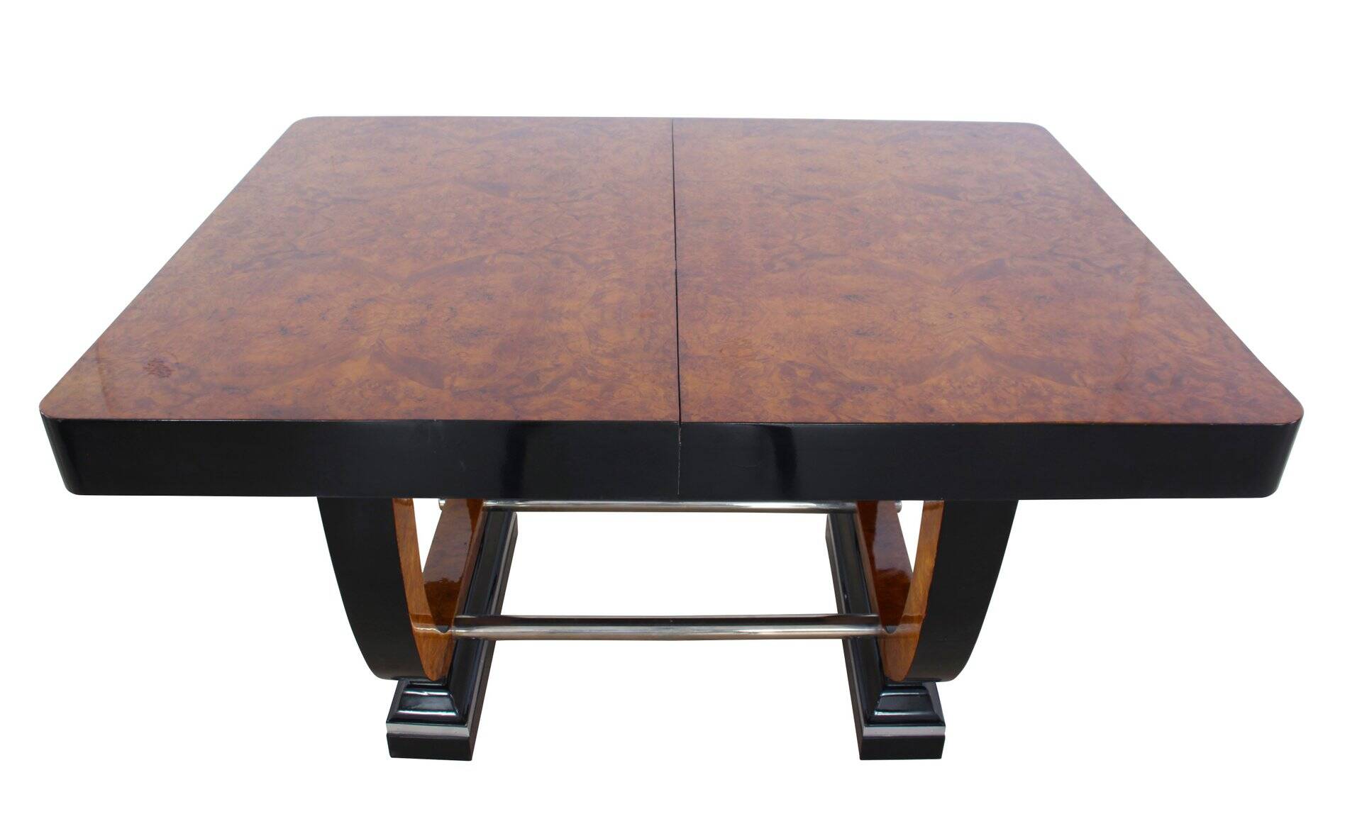 Expandable Art Deco Dining Table, Thuja Roots, Lacquered, France, circa 1930