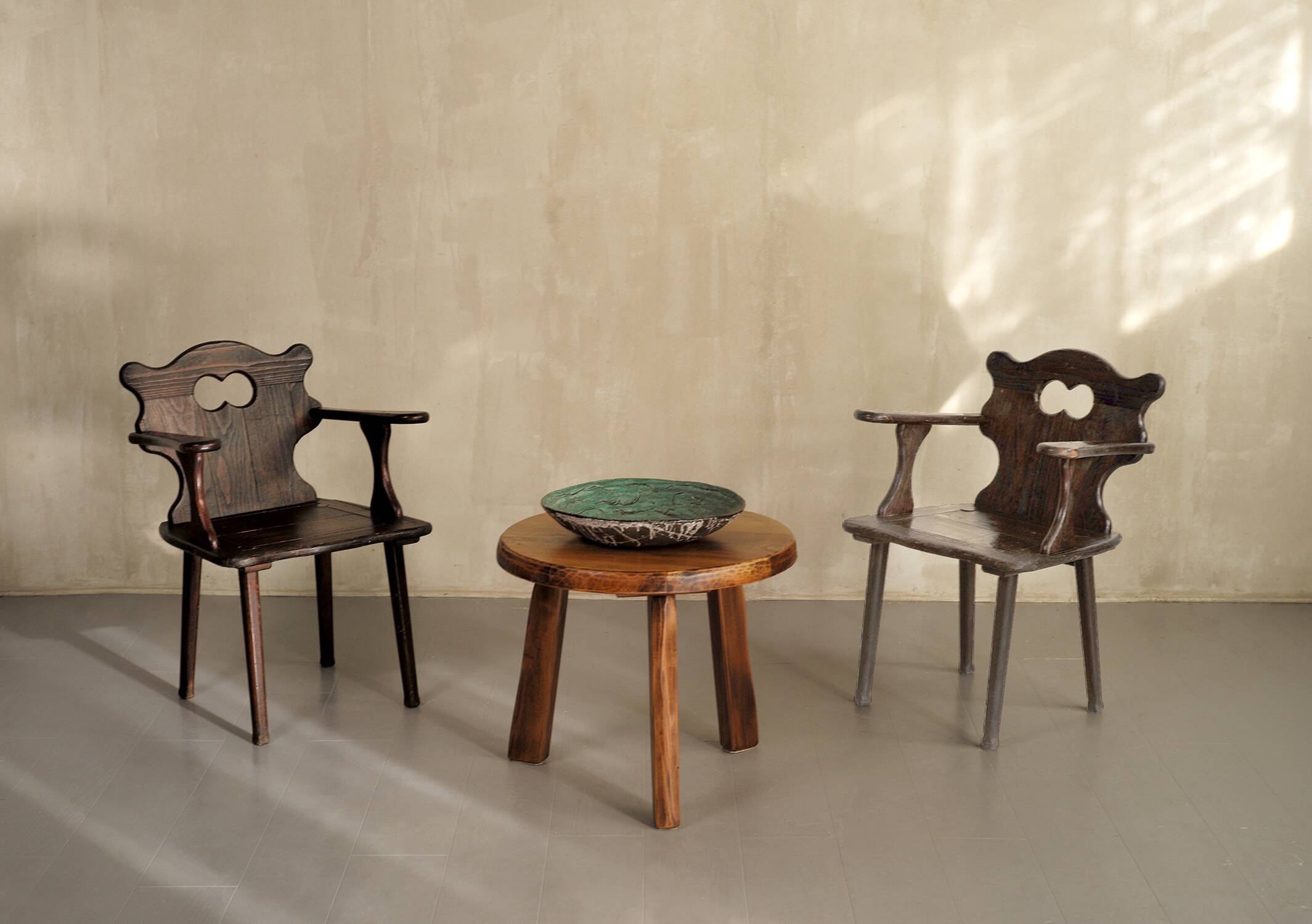 Pair of Savoyard armchairs, France 1950