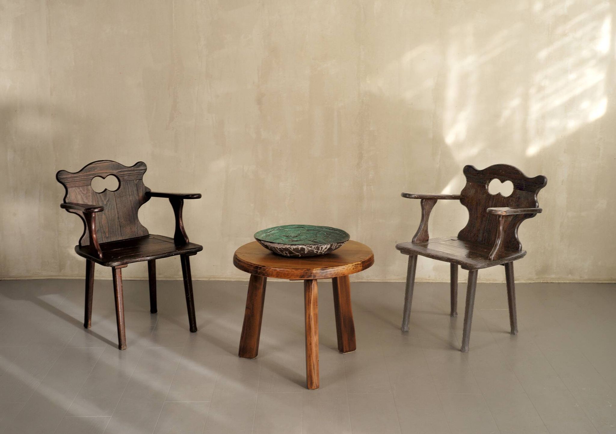 Pair of Savoyard armchairs, France 1950