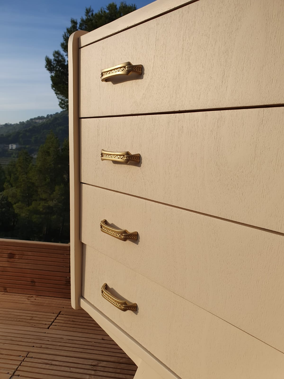 Vintage compass feet chest of drawers