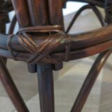 Set of 2 swivel bar stools / chairs - wood - cane - rattan - 80s