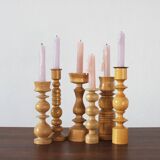 Scandinavian Wooden Candleholders, Set of 6